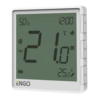 Терморегулятор, Engo Controls, беспроводной, белый, с модулем Zigbee, с аккумулятором, со встроенным датчиком влажности,с возможностью подключения датчика пола