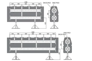 Коллектор на 2 контура DN100 в изоляции с фланцевыми отводами DN50 PN10