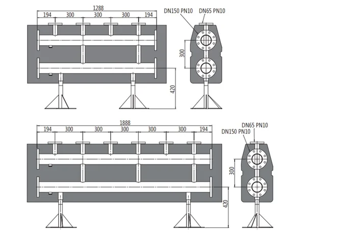 Коллектор на 3 контура DN100 в изоляции с фланцевыми отводами DN50 PN10
