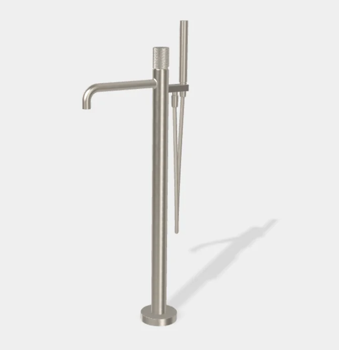 Смеситель для ванны и душа, Fima Carlo Frattini, Spillo Tech, V COLLECTION, напольный, цвет-никель брашированный
