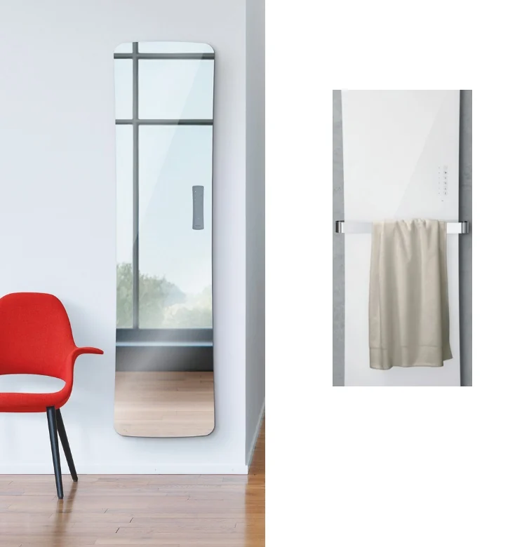 Полотенцесушитель, Zehnder, Folio Glass, шгв 540*65*1796, зеркальное стекло, с полотенцедержателем цвет-хром