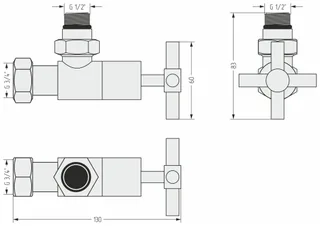 Вентиль, Сунержа, G 1/2" НР х G 3/4" НГ, угловой, крест, цвет-сталь без покрытия — изображение 1