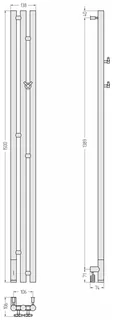 Полотенцесушитель, Сунержа, Терция 3.0, шгв 138*74*1500, нижнее слева, МЭМ, цвет-сталь без покрытия — изображение 1