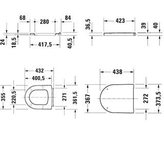 Сиденье для унитаза, Duravit, ME by Starck, шг 373*438, цвет-белый (ПРОДАЕТСЯ ТОЛЬКО В КОМПЛЕКТЕ С ОСНОВНЫМ ИЗДЕЛИЕМ) — изображение 1