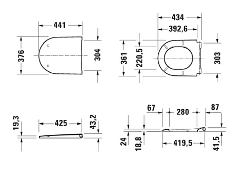 Сиденье для унитаза, Duravit, D-Neo, шг 376*441, цвет-антрацит матовый (аналог 0021691300) (ПРОДАЕТСЯ ТОЛЬКО В КОМПЛЕКТЕ С ОСНОВНЫМ ИЗДЕЛИЕМ) — изображение 1