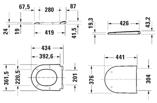 Сиденье для унитаза, Duravit, D-Neo, шг 376*441, цвет-белый шелковисто-матовый (ПРОДАЕТСЯ ТОЛЬКО В КОМПЛЕКТЕ С ОСНОВНЫМ ИЗДЕЛИЕМ) — изображение 1