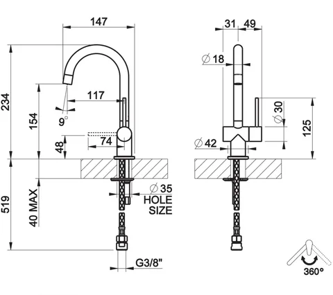 Кран для воды, Gessi, Pillar Taps, цвет-Black Metal Brushed PVD — изображение 1