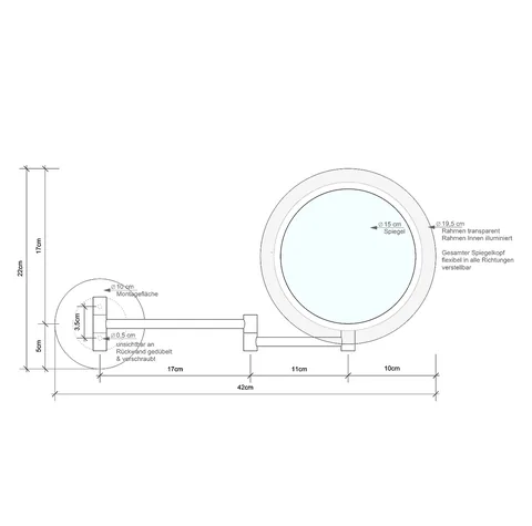 Косметическое зеркало, Decor Walther, BS 16 TOUCH, с подсветкой, без кабеля, на батарейках, цвет-хром — изображение 1