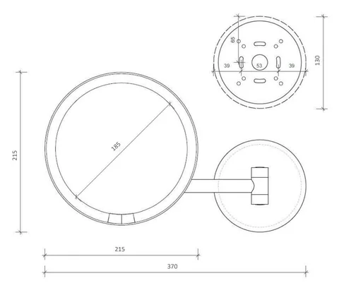 Косметическое зеркало, Decor Walther, JUST LOOK, с подсветкой, цвет-черный матовый — изображение 1