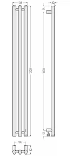 Полотенцесушитель, Сунержа, Терция 4.0, шгв 138*82*1207, нижнее справа, цвет-шампань — изображение 1