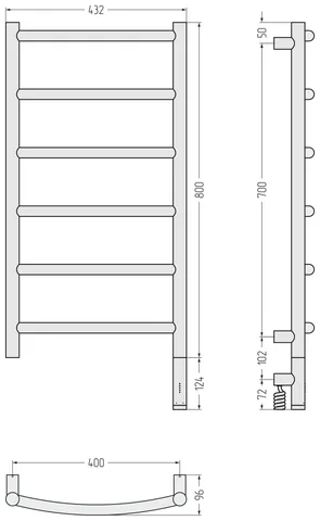 Полотенцесушитель, Сунержа, Галант 3.1, шгв 432*96*923, нижнее справа, МЭМ, цвет-шампань — изображение 1
