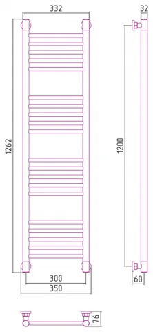 Полотенцесушитель, Сунержа, Богема +, прямая, шгв 350*76*1262, цвет-золото — изображение 1