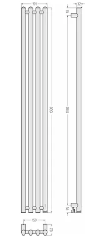 Полотенцесушитель, Сунержа, Кантата 4.0, шгв 191*82*1507, нижнее справа, цвет-золото — изображение 1