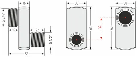 Эксцентрик, Сунержа, G 1/2" НР х G 3/4" НР смещение 32 мм, цвет-золото — изображение 1