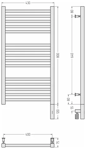 Полотенцесушитель, Сунержа, Модус 3.0, шгв 430*75*920, нижнее справа, МЭМ, цвет-золото — изображение 1