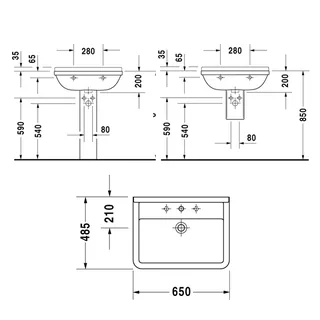 Раковина, Duravit, Starck 3, шгв 650*485*200, цвет-белый — изображение 1