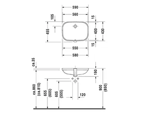 Раковина, Duravit, D-Code, шгв 560*400*190, цвет-белый — изображение 1