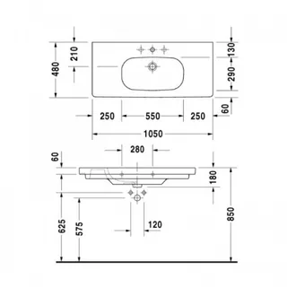 Тумба под раковину, Duravit, XBase, шгв 1000*458*560, с раковиной D-Code, цвет-графит матовый — изображение 1