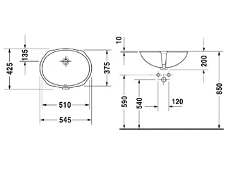 Мебельная раковина, Duravit, Santosa, шг 510*375, цвет-белый — изображение 1