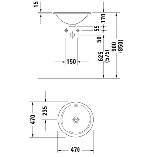 Раковина, Duravit, Architec, шгв 470*470*170, отверстия для смесителя-отсутствуют, цвет-белый — изображение 1
