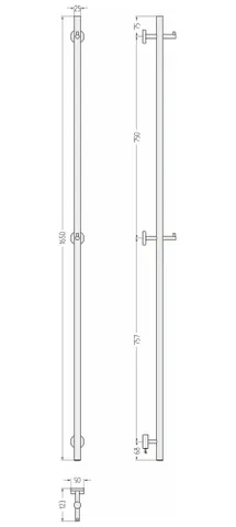 Полотенцесушитель, Сунержа, Аскет, шгв 50*122.5*1650, нижнее, кабель, цвет-латунь состаренная — изображение 1