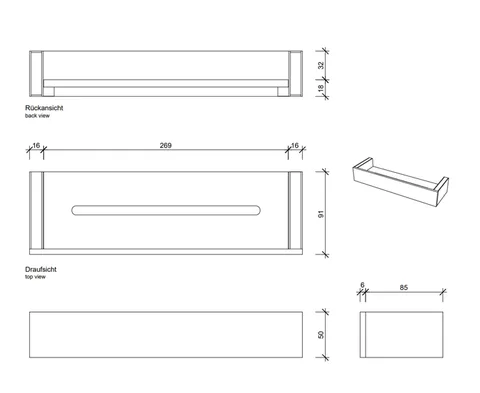 Полка, Decor Walther, BRICK, шгв 300*90*50, цвет-Nickel Satin — изображение 1