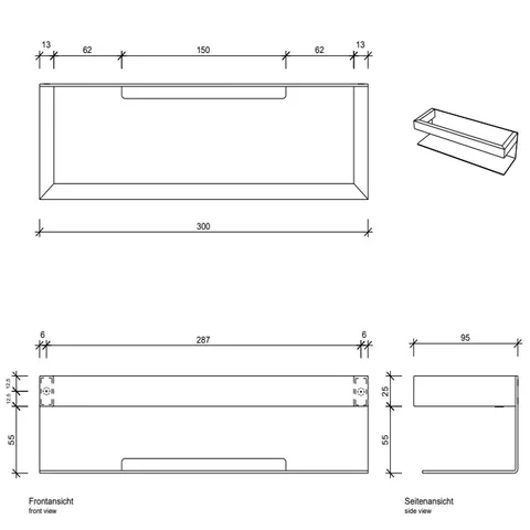 Полка, Decor Walther, Contract, шгв 300*95*80, цвет-нержавеющая сталь — изображение 1