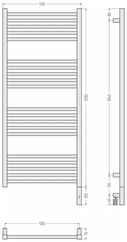 Полотенцесушитель, Сунержа, Модус 3.1, шгв 530*75*1320, нижнее справа, МЭМ, цвет-сатин — изображение 1