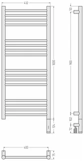Полотенцесушитель, Сунержа, Богема 3.1, прямая, шгв 432*74*1124, нижнее справа, МЭМ, цвет-сатин — изображение 1