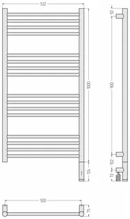 Полотенцесушитель, Сунержа, Богема 3.1, прямая, шгв 532*74*1124, справа, МЭМ, цвет-сатин (Satin) — изображение 1