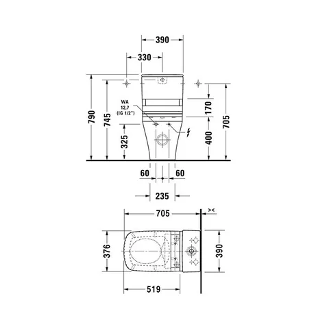 Сливной бачок, Duravit, Durastyle, шг 390*170, цвет-белый — изображение 1