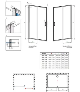 Дверь, Radaway, Premium Pro DWJ, шв 1100*2000, петли-слева, хром, цвет стекла-прозрачный, Easy Clean — изображение 1