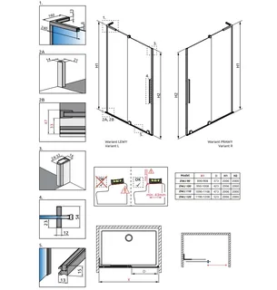 Дверь, Radaway, Furo SL DWJ, шв 622*2000, петли-справа, brushed nickel, цвет стекла-прозрачный, Easy Clean — изображение 1