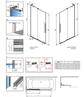 Шторка на ванну, Radaway, Furo SL PND II, шв 638*1500, петли-справа, цвет фурнитуры-черный, цвет стекла-прозрачный, Easy Clean — изображение 1