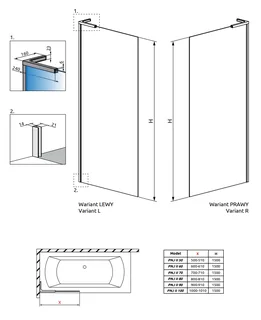 Шторка на ванну, Radaway, MODO SL PNJ II, шв 600*1500, петли-справа, цвет фурнитуры-хром, цвет стекла-прозрачный, Easy Clean — изображение 1