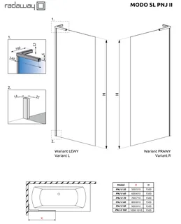Шторка на ванну, Radaway, Modo SL PNJ II, шв 800*1500, петли-справа, цвет фурнитуры-никель брашированный, цвет стекла-прозрачный, Easy Clean — изображение 1