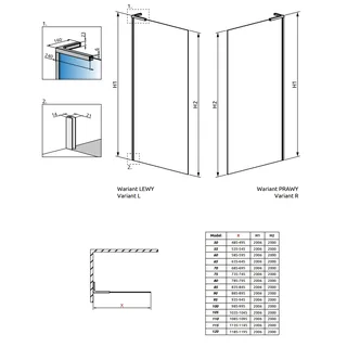 Душевая перегородка, Radaway, Modo SL II, левосторонняя, шв 600*2000, золото брашированное, цвет стекла-прозрачный, Easy Clean — изображение 1