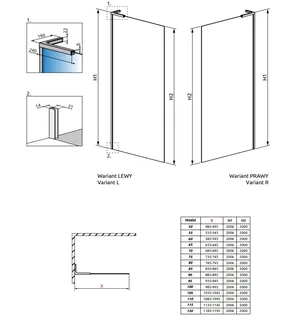 Душевая перегородка, Radaway, Modo SL II, левосторонняя, шв 1100*2000, черный, цвет стекла-прозрачный, Easy Clean — изображение 1