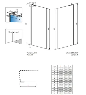 Душевая перегородка, Radaway, Modo SL II, правосторонняя, шв 1200*2000, хром, цвет стекла-прозрачный, Easy Clean — изображение 1