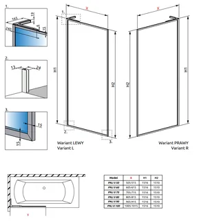 Шторка на ванну, Radaway, Modo F SL PNJ II, шв 900*1500, петли-справа, цвет фурнитуры-хром, цвет стекла-прозрачный, Easy Clean — изображение 1