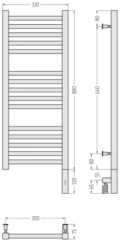 Полотенцесушитель, Сунержа, Модус 3.0, шгв 330*75*920, нижнее справа, МЭМ, цвет-белый — изображение 1