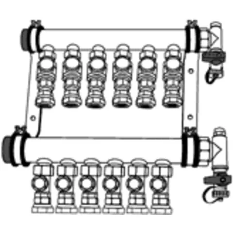 Коллектор, промышленный, 1 1/2", IVKK 6, выход-3/4", латунь — изображение 1