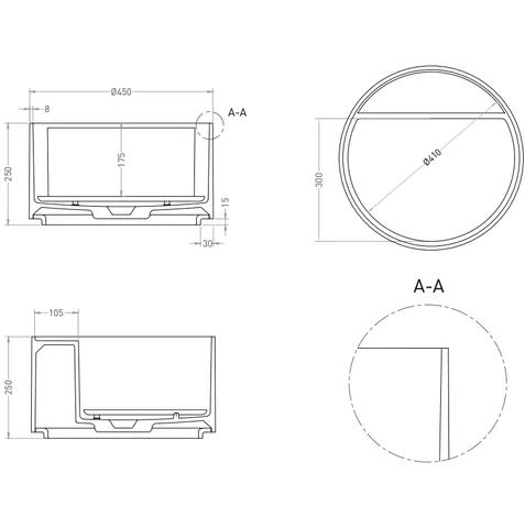 Раковина, Salini, Armonia Round Top 02, шгв 450*450*250, отверстия для смесителя-отсутствуют, цвет-белый — изображение 1