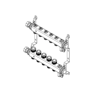 Гребенка, Multidis SHR, 5 выходов, 1"x 3/4" ЕК, PN 10, нержавеющая сталь, с регулирующими вентильными вставками — изображение 1
