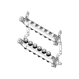 Гребенка, Multidis SHR, 6 выходов, 1"x 3/4" ЕК, PN 10, нержавеющая сталь, с регулирующими вентильными вставками — изображение 1