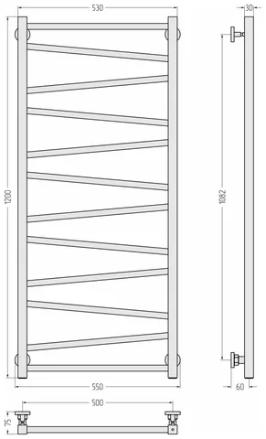Полотенцесушитель, Сунержа, Сирокко, шгв 550*75*1200, цвет-тёмный титан муар — изображение 1