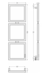 Полотенцесушитель, Сунержа, Этюд E, шгв 330*74*1050, слева, кабель, цвет-тёмный титан муар — изображение 1