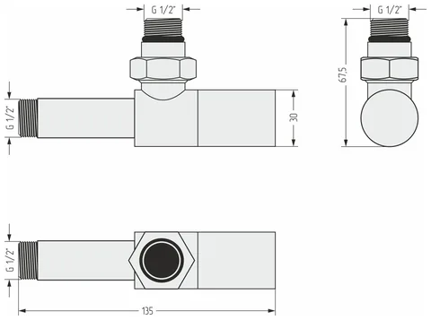 Вентиль, Сунержа, G 1/2" НР х G 1/2" НР, угловой, цилиндр, цвет-тёмный титан муар — изображение 1