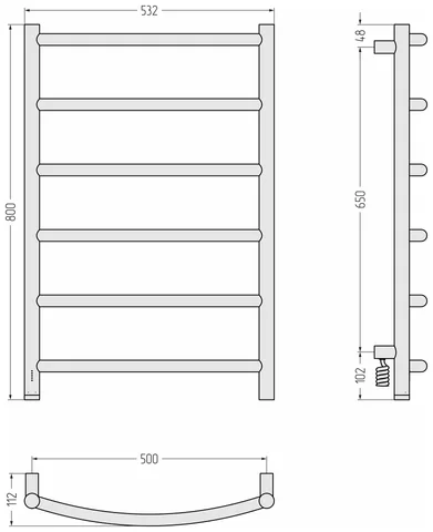 Полотенцесушитель, Сунержа, Галант 4.1, шгв 532*112*800, слева, МЭМ, цвет-тёмный титан муар — изображение 1