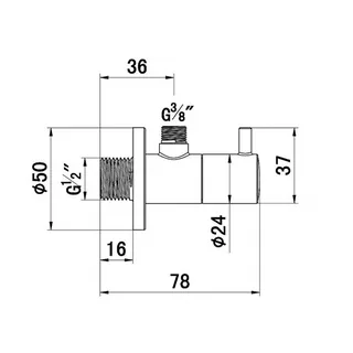 Вентиль, Kludi, 1/2" x 3/8", угловой, цвет-хром — изображение 1